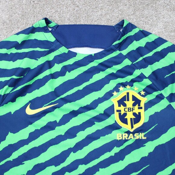 Nike Brazil CBF Jersey Mens Large Green/Blue Dri-FIT Pre-Match Soccer Football - Picture 5 of 16
